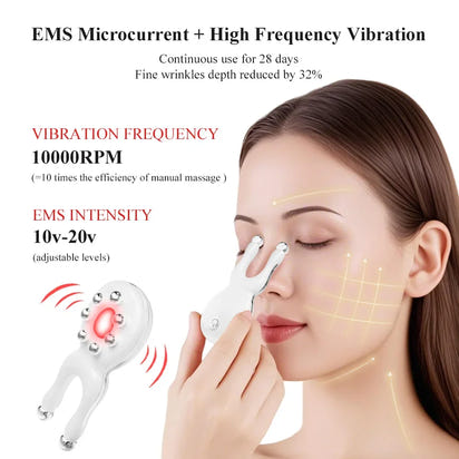 Electric Face Massager Nose Shaper Roller EMS Eye Massage Instrument Full Body SPA Vibration Massage Machine Light Therapy Tool